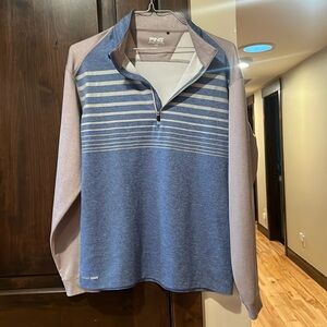 Men's PING Performance 1/4 Zip GOLF Pullover LG BLUE GRAY STRIPE